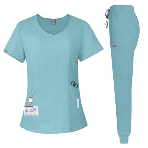 niaahinn Scrubs for Women Set Loose Fit No Body bondage & Jogger Pant scrub set with 10 Pockets
