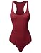 Classic Solid Sleeveless Scoop Neck Bodysuit Burgundy M