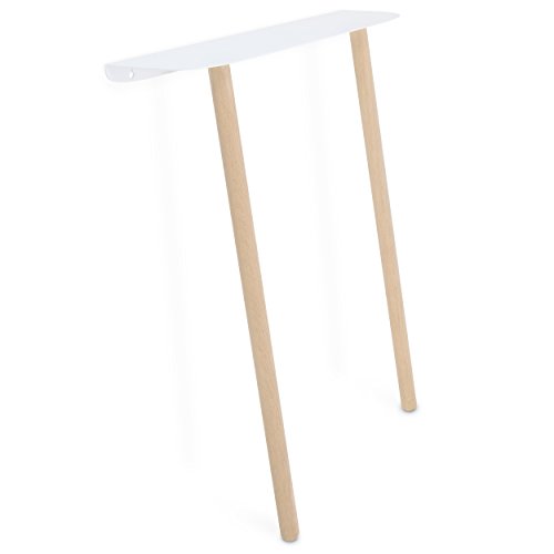 KOMMOD - LÄSSIGE FURNITURE Konsolentisch Please, Metall pulverbeschichtet weiß, Eiche Natur, 75 x 60 x 15 cm, Anlehnkonsole, Wandkonsole, Sideboard, Design Konsole, Wandlehn-Tisch Cover