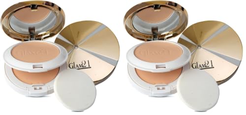Image of Glam21 Natural Essence Oil-Control 2-in-1 Compact Powder| Long Lasting for Makeup Matte Finish with Vitamin-E| All Skin Type | Tan-03 (Pack of 2)