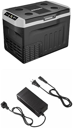 EUHOMY 12 Volt 32QT Portable Fridge Freezer Bundle with AC Power Cord Adapter