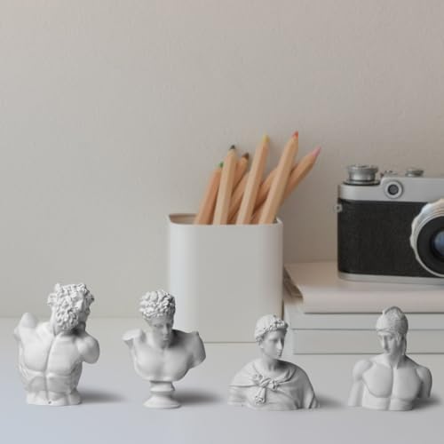 Conjunto de 4 Mini Bustos Griegos de Resina Clásicos miniatura 3