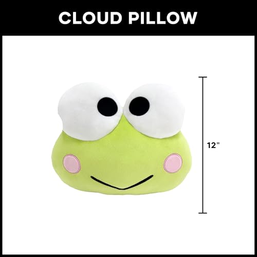 Image of Northwest Keroppi Hello Keroppi Cloud Pillow 12 inch - Plush Kids Stuffed Toy, Cartoon Character, Bedroom Decor, Gift for Girls & Boys