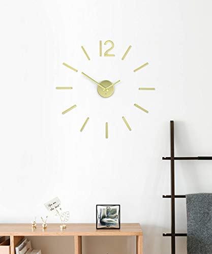 Umbra Blink Modern Diy 3D, Easy To Paste Sticker Numbers, Frameless Large Decorative Wall Clock, Simple Indicators, Minimalist, Brass (1013169-104) #TOP2