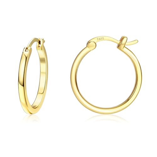 Dochais Boucles d'oreilles cercles en or pour femmes - plaqué or 14K avec tige en argent 925...