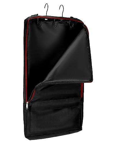 QWORK Bolsa de Brida con Ganchos, Bolsa de arnés de Caballo, Bolsa de Transporte para Tachuelas de Caballo, con Estante de 3 Puntas, Color Negro