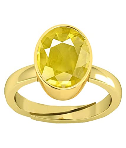 Bague saphir jaune Pukhraj 10,25 ratti pour homme et femme en argent massif et pierre précieuse