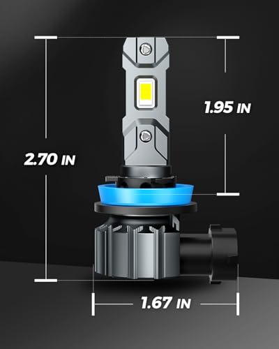 Image of Marsauto H11 Bulb, 30000LM Brightness Output 6000K Cool White,H8 H9 H11 Fog Bulbs IP68 Waterproof 60000Hrs Lifespan, 3Mins Installation, 2 Pack