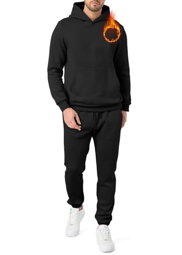 JMIERR 2 Piece Tracksuit for Men Long Sleeve Hoodie Sweatshirt Joggers Sweatpants Track Suits Set Fall Sports Casual Sweatsuits Matching Lounge Sets Couple Outfits, 2XL, Black