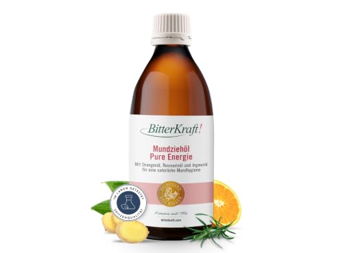 BitterKraft! Mundöl zum Ölziehen - Pure Enegie 200 ml nach Hildegard von Bingen - Natürliche Mund- und Zahnpflege nach traditioneller Rezeptur 100% Natur vegan Bio - Made in Germany