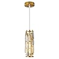 LMQNINE Pendant Lighting Modern Pendant Light, Mini Crystal Chandeliers,Adjustable Pendant Light Fixture for Kitchen Island Dinning Room Bedroom (Gold, 1-Light)