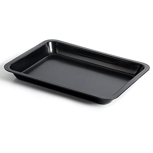 Mydracas Non-Stick Roasting Pan Turkey Roaster Pan 15 1/2 Inch x 11 3/5 Inch Carbon Steel Drip Pan Fit Large & XL Big Green Egg KJ Classic Big Joe,18' or Bigger Diameter Kamado Grill, Black