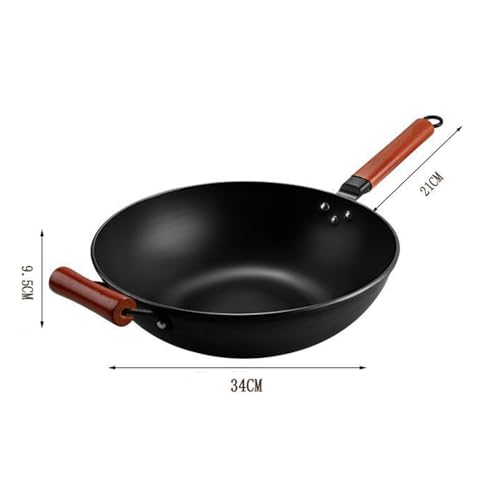 Wok tradicional de hierro con fondo plano de 34 cm miniatura 2