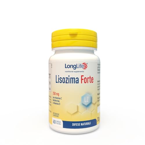 LongLife® Lisozima Forte 250mg | Lisozima idrolizzato di albume d'uovo, vitamina C, lattoferrina e...