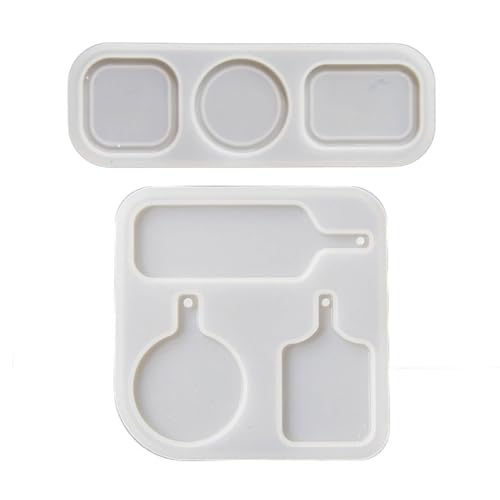 Jewelry Casting Molds Mini Plate Play Tray Shape Keychain Molds with Hole DIY