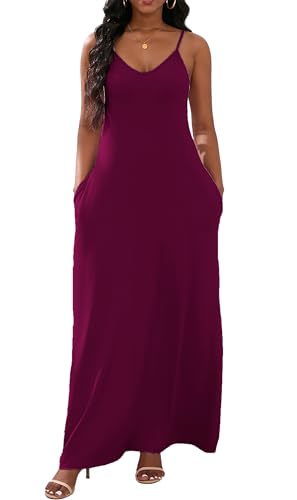 Image of vunahzma Womens Casual Fashion Sleeveless Plus Size Loose Long Sexy Maxi Dress with Pockets