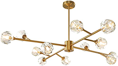 Lámpara de araña Sputnik de latón retro con pantalla de bola de cristal 12 luces Ramas de mediados de siglo Lámpara de techo para comedor Dormitorio Sala de estar-Cobre y cristal 75x41cm(30x Cover