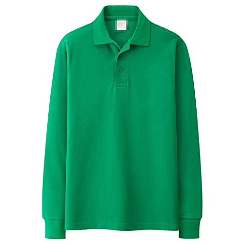 Polo en coton homme manches longues décontracté vert taille M
