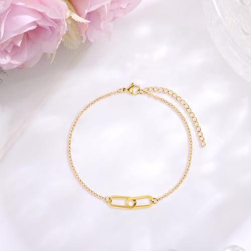 JoycuFF Mothers Day Bracelets For Women Paper Clip Bracelet Birthday Gifts For Women Mom Daughter Sister Gold Bracelet2