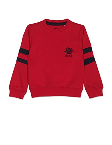 Image of U.S. POLO ASSN. Boy's Cotton Round Neck Sweatshirt (UKSWSON0102 Me. Red EXS)