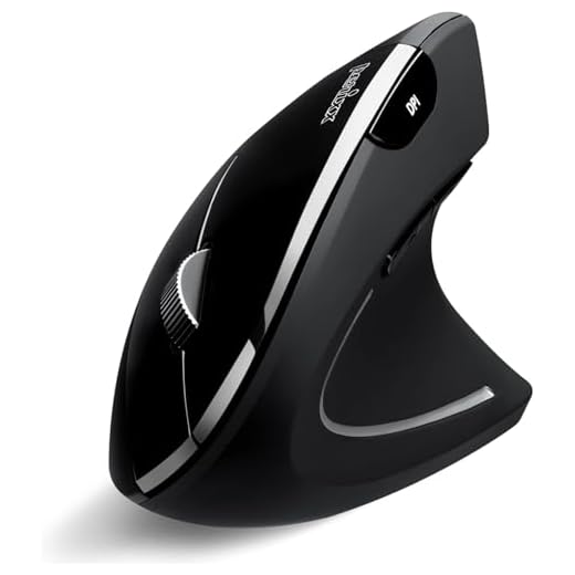 Perixx PERIMICE-813B Bluetooth Vertical Mouse - Wireless 3-in-1 Multi-Device Technology - Travelling Carry Bag - Black - Right Handed