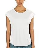 icyzone Workout Cap Sleeves Tops for Women - Fitness Gym Yoga Running Exercise T-Shirt (M, White)