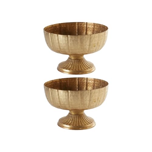 Ninehaoou 2 Pcs Distressed Gold Compote Vase for...