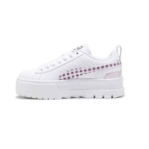 PUMA Kids Girls Mayze Gingham Cozy Lace Up Sneakers Shoes Casual - White3