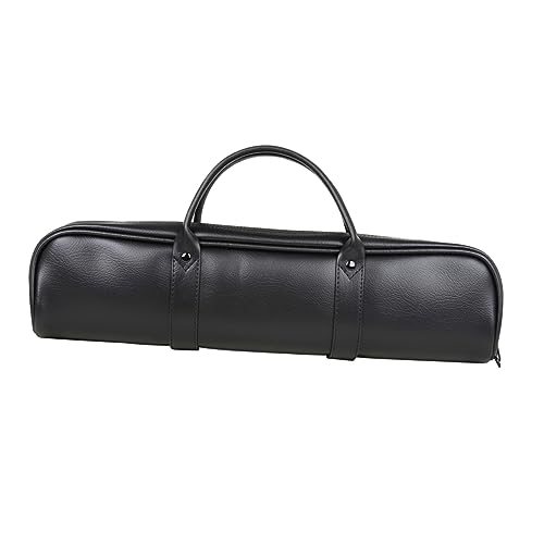 ERINGOGO Durable Leather Flute Storage Bag High Grade Musical Instrument Container Practical Flute Accessories for Easy Outdoor Carrying Elegant Black Design