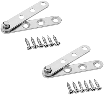 MroMax 2PCS Door Hinge Hardware Stainless Steel 360 Degree Rotation Ball Pivot Center Hinge Set 60mm x 11mm Silver Tone