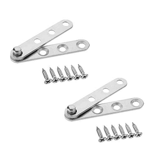 MroMax 2PCS Door Hinge Hardware Stainless Steel 360 Degree Rotation Ball Pivot Center Hinge Set 60mm x 11mm Silver Tone