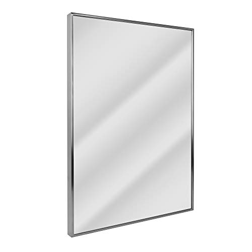 Head West 8775 Nordic Stainless Steel Brushed Nickel Bathroom Mirror, Metal Framed Decorative Mirrors For Wall Decor cover