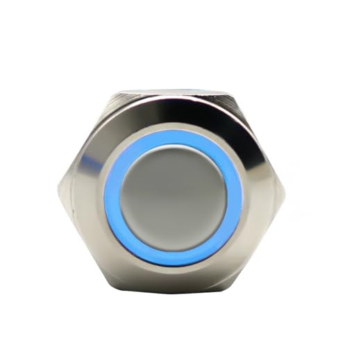 Bouton métallique 12mm 5V LED bleue interrupteur momentané à tête haute