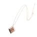 Produktbild Elegante Raute Gravierte Metall Messing Medaillon öffnende Foto Medaillons Bilderrahmen Halskette Charme Denkmal Anhänger Mit Perlen Kette - Rose Gold