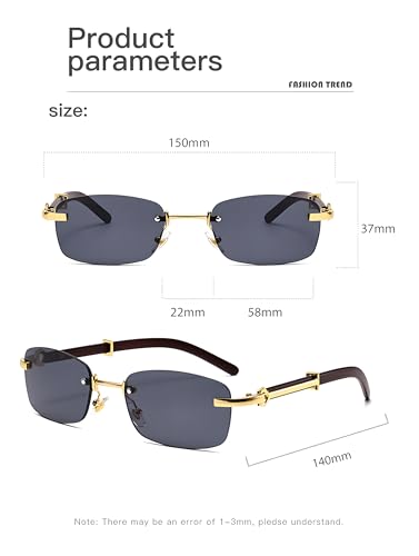 Rimless Sunglasses for Men women Fashion Stylish Trendy Square Oval Retro Gold Lentes Eyewear4