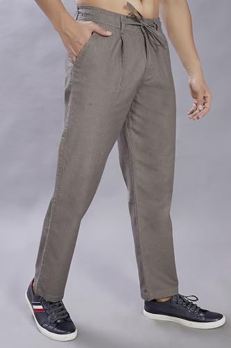 Image of DIVISIVE Men's Relaxed Fit Front Pleated Cotton Linen Blend Trousers
