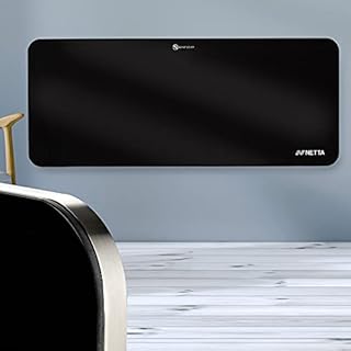 NETTA Electric Panel Heater, Slimline Glass Heater, Wall Mounted Electric Heater Or Free Standing, With Thermostat, 2 Heat Settings, Eco Friendly Mode,1500W Black.