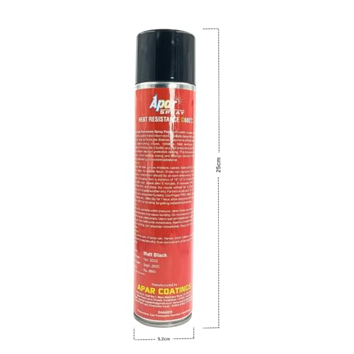 Image of APAR High Heat Resistant Spray Paint MATT BLACK (upto 600C) -440 ml, For silencer, boiler,chimneys etc (HR Matt Black)