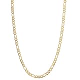 Kritz Collana Catena Figaro 3 mm Acciaio Inossidabile Placcato Oro per Donna Uomo - Catenina Modello Maglia Figaro 3+1 Lunghezza 40 45 50 55 60 Cm - Gioielli Regalo Unisex (45 Cm)