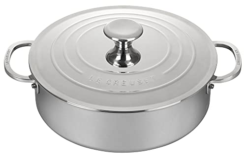 Le Creuset Sartén Rondeau de acero inoxidable de tres capas, 4.5 cuartos de galón