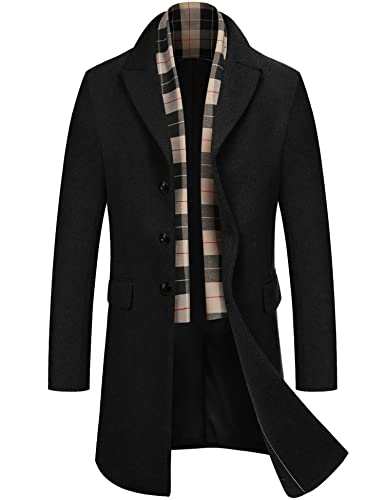 COOFANDY Mens Casual Notch Lapel Single Breasted Over Coats Winter