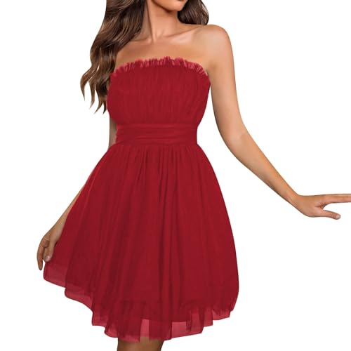 Robe de bal en tulle sans bretelles à volume et éclairage LED