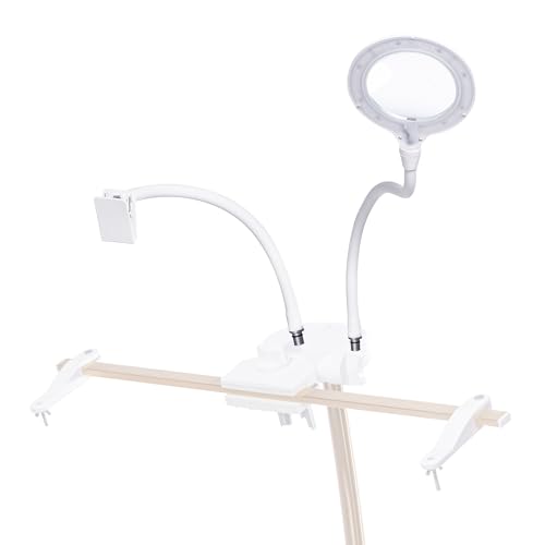 Daylight StitchSmart 2 Magnifier & Chartholder (Accessories Only)–Adjustable Embroidery Frame Support with LED Magnifier Lamp, 360° Rotation, 95+ CRI Lighting, Flexible Arms (Doesn't' Include Stand)