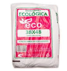 Sacola Plástica Ecológica Branca De Mercado, 38x48, Com 1.000un, Central Plast
