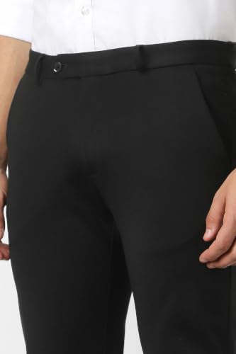 Image of Peter England Men's Premium Formal Stretchable Knit Super Slim Fit Trouser | Comfort Lycra | 360-Degree Stretch