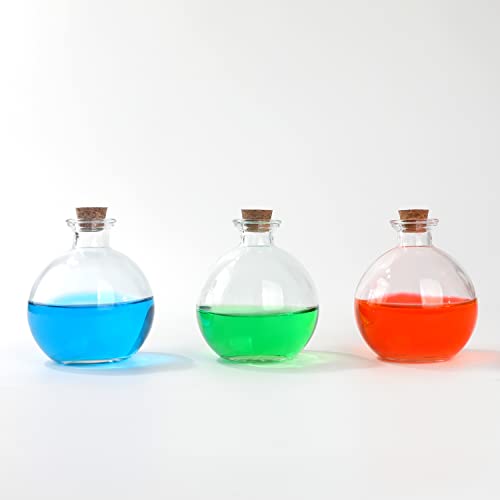 Magic Season Decorative Glass Bottles with Cork Stopper (9 fl oz. Potion Bottles / 2 Pcs)