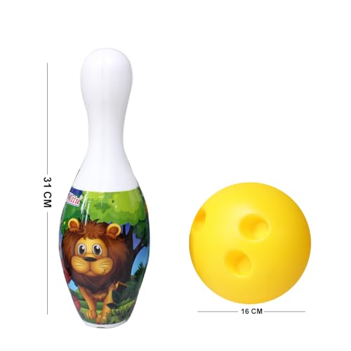 Image of AASA Bowling Game Toy for Kids Set of 6 Large Pins and 1 Ball Sports Learning Toy Indoor Outdoor Fun Games Kids Toddlers Activity Toy Multicolour (Bowling Play Set)