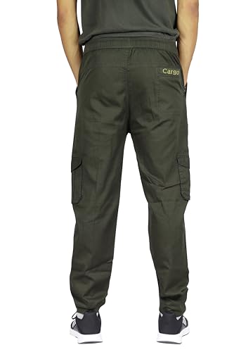 Image of KARTAVYA Cotton Cargo Track Pant for Men, Men's Regular Fit Track Pants Lower with Multi-Pockets & Side Pockets, Regular Fit for Men Track, Pajama for Men