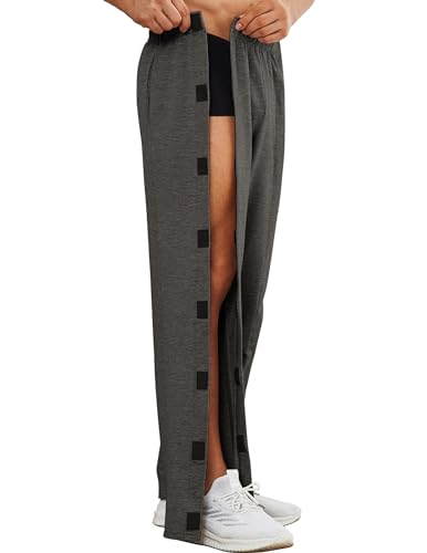 Image of Deyeek Men's Tear Away Pants 2 Side Full Open Bottom Sweatpants Loose Fit Casual Adaptive Post Surgery Pants with Pockets