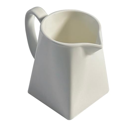 BRIGHTFUFU Mini Milk Jug Espresso Cup Handle White Porcelain Pitcher for Coffee Tea Sauces
